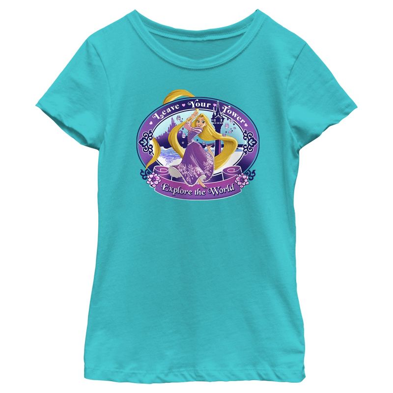 Girl's Tangled Rapunzel Explore the World T-Shirt, 1 of 5