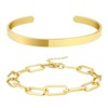 BRINJOY 4-Piece Layered Gold Bracelet Set - 14K Gold Plated Stackable Jewelry for Women - 3 of 4