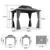PURPLE LEAF Permanent Hardtop Gazebo Aluminum Frame Gazebo with Galvanized Steel Double Roof, UV-Resistant, Netting & Curtains included - Grey - 2 of 4