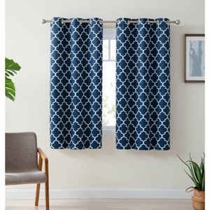 HLC.ME Lattice Print Design Curtains Light Reducing Insulating Grommet Window Treatments Curtains - Set of 2 - 1 of 4