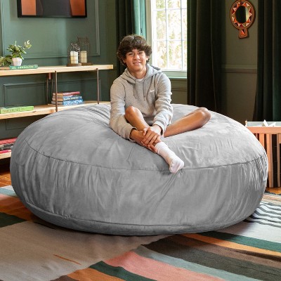 Jaxx 6 ft Platinum Microsuede Bean Bag Chair with Removable Cover