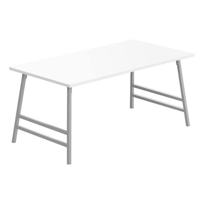 Monarch Specialties Dining Table 60Inch Rectangular Kitchen Dining Room Laminate White Contemporary Modern