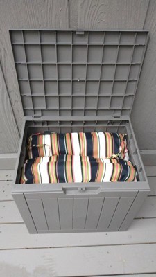 Sunnydaze Lockable Outdoor Small Deck Box with Storage and Side Handles -  32-Gal. - Phantom Gray