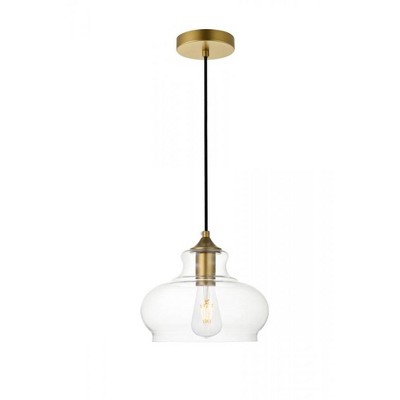 Elegant Lighting Destry 1 Light Brass Pendant With Clear Glass