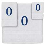 Juvale 3 Piece Letter O Monogrammed Bath Towels Set, White Cotton Bath Towel, Hand Towel, and Washcloth w Blue Embroidered Initial O for Wedding Gift