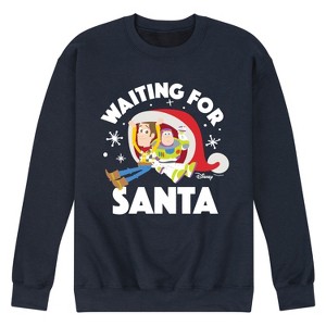 Men's - Toy Story - Woody and Buzz Waiting For Santa Graphic Fleece Sweatshirt - 1 of 4
