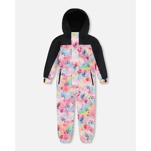 Deux par Deux Girl Printed Mid-Season One-Piece Outerwear Butterflies on Multicolored and Black Background - 1 of 4