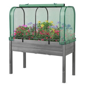 Tangkula Raised Garden Bed with Greenhouse Waterproof Sun-Protective Green Hot House - 1 of 4