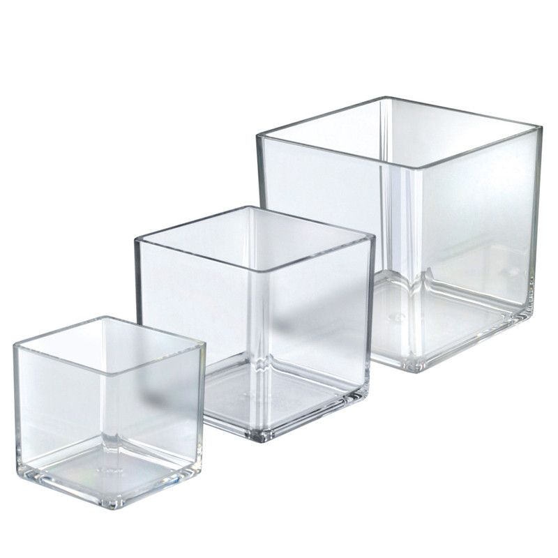 Azar Displays 4", 5", 6" Deluxe Clear Acrylic Square Cube Bin Set for Counter, 3 of 9