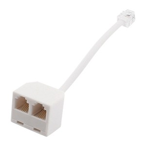 Unique Bargains RJ11 6P4C Telephone Splitter Plastic Telephone Adapter 1.1" x 0.83" x 0.83" White 1 Pc - 1 of 4