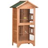 PawHut Wooden Outdoor Bird Cage, Featuring a Large Play House with Removable Bottom Tray 4 Perch - 4 of 4