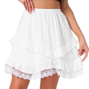 INSPIRE CHIC Women's Ruffle Elastic High Waist Lace Hem Casual Summer Tiered Mini Skirts - 1 of 4