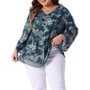 Agnes Orinda Women's Plus Size V Neck 3/4 Flared Sleeve Double Layers Mesh Blouses - 2 of 4