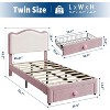 Upholstered Bed Frame with Storage Drawer & Scallop Headboard, Twin Size Platform Bed Frames, Wooden Slats Support, No Box Spring Needed - 2 of 4