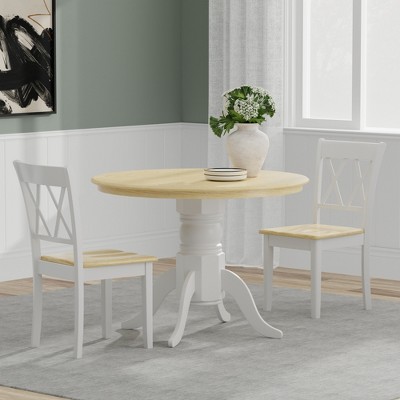Glenwillow Home 42" Round Pedestal Dining Table + Double X-Back Dining Chairs Dining Set