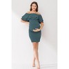 Hello Miz Women's Off Shoulder Double Ruffle Maternity Dress - 4 of 4
