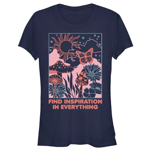 Juniors Womens Lost Gods Find Inspiration In Everything T-shirt - Navy ...