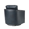 Set of 2 Eulalia 28.74 Wooden Upholstery Wide Genuine Leather Swivel Chair with Swivel Metal Base and Squared Arms| ART OF LIVING DESIGNS - 4 of 4