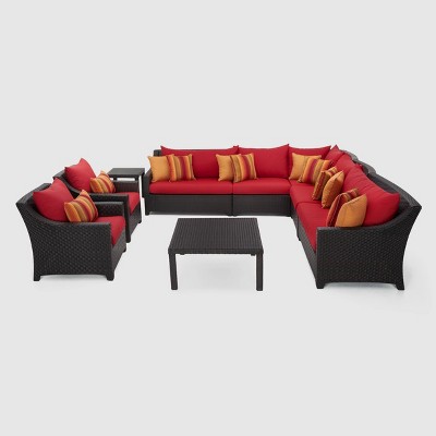 Deco 9pc Sectional Sofa & Club Chair Set - Red - RST Brands