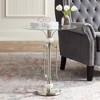 Studio 55D Monique Modern Metal Round Accent Table 20" Wide Brushed Nickel Clear Glass Tray Marble Accents for Living Room Bedroom Bedside Entryway - 2 of 4