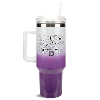 100 North Leo Zodiac Astrology Star Sign Wrap-Around 40 Oz. Stainless Steel Water Bottle Coffee Mug, Spill & Leak Resistant, Travel Tumbler with