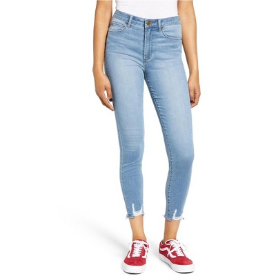 Articles of Society Womens Distressed Hem Skinny Fit Jeans
