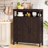 Dcolora Farmhouse Cabinet With 2 Doors and 4 Drawers, Freestanding Bathroom Storage for Kitchen/Living Room - 4 of 4