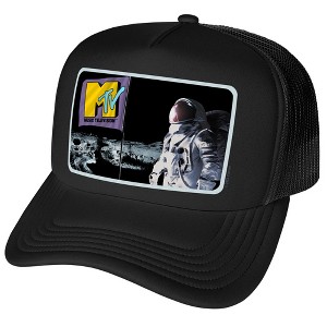 Mtv Logo Mtv Moon Person Mtv Flag Foam Trucker Cap Black - 1 of 4