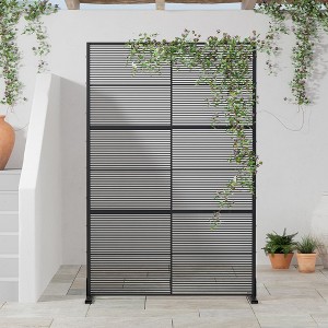 SpassWay 72"H Black 3 Panel Woven Room Divider Decorative Metal Privacy Screen Garden Arbor Freestanding Patio Trellis - 1 of 4