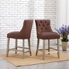 WestinTrends 24" Linen Tufted Buttons Upholstered Wingback Counter Stool (Set of 2) - 2 of 4