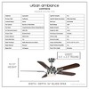 Urban Ambiance Luxury Traditional Ceiling Fan 15.1255''H x 54''W,  Brushed Nickel Finish,  Launceston Collection, UHP9310 - 3 of 4