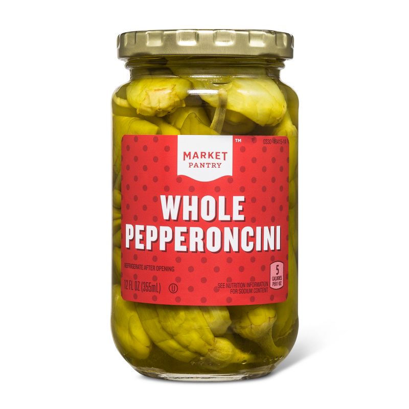 Whole Pepperoncinis 12 fl oz - Market Pantry&#8482;, 1 of 2