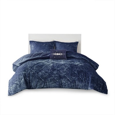 GlasFlength Bedding Sets King Cal King Velvet Comforter Set with Throw Pillow Serene Refined Calming For Bedrooms, Blue, 21.65"*18.5"*11.02"