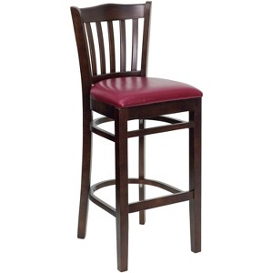 Emma and Oliver Vertical Slat Back Wooden Restaurant Dining Barstool - 1 of 4