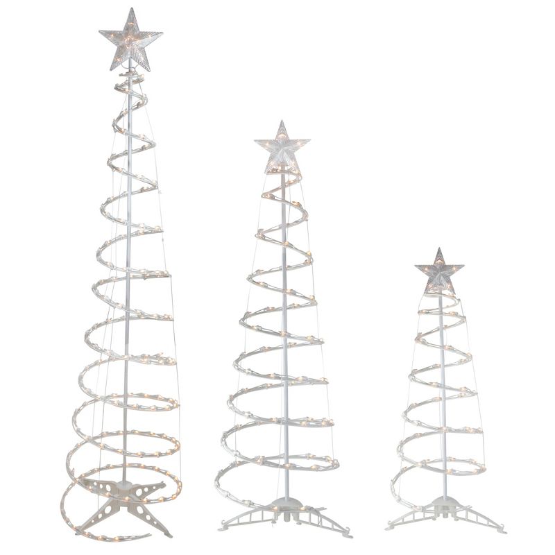 Northlight Set of 3 Clear Lighted Spiral Christmas Trees - 3', 4', and 6', 1 of 10