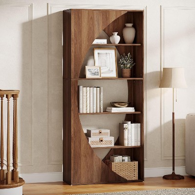 Hommoo 5-Tier Freestanding Farmhouse Bookshelf Walnut