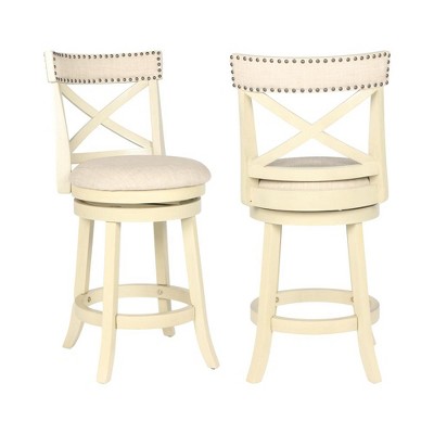 New Classic Furniture, York White Solid Wood Swivel Counter Stool (Set of 2), White