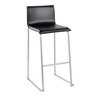 Mara Black Faux Leather Metal Barstool Set of 2