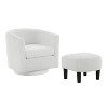 White Swivel Accent Chair 360° Comfy Recliner Corduroy Arm Chair Single Sofa with Ottoman for Living Room Bedroom - 2 of 4