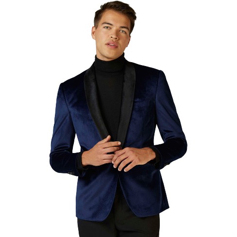 Navy blue best sale velvet men's blazer