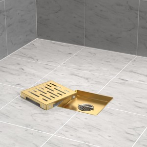 Hydroware Square Shower Drain - C06 Brushed Gold - 6 Inches - 1 of 4