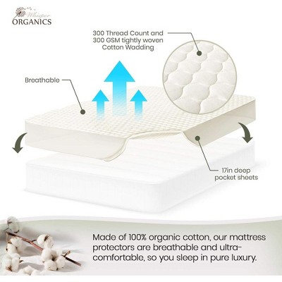 King Size Ivory Organic Cotton Quilted Mattress Protector