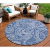 Navy Blue And Denim Blue Paisley Washable Indoor Outdoor Area Rug - 2 of 4