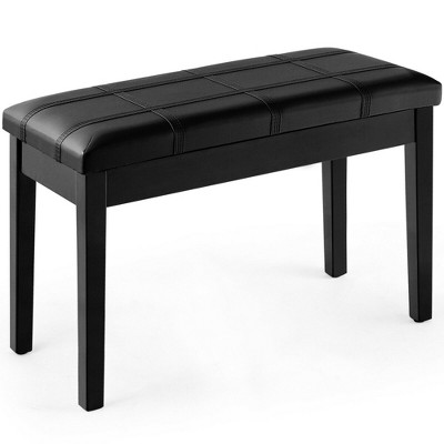 Tangkula PU Leather Piano Keyboard Bench Padded Cushion Double Seat Storage