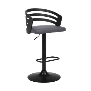 Adele Adjustable Faux Leather Metal Swivel Barstool Gray/Black - Armen Living: Square Upholstered, Floor Protectors, Foam Fill - 1 of 4