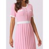 Hobemty Women's Pleated Short Sleeve Sleeveless Knitted Contrast Color Dress - 4 of 4