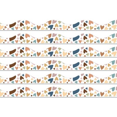 Ashley Productions® Magnetic Scallop Border, 12" x 1", Everyone Is Welcome Hearts, 12 Feet Per Pack, 6 Packs