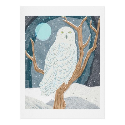 Sewzinski Snowy Owl At Night Art Print - Society6