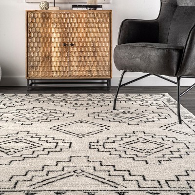 Reversible Moroccan Tribal Design Gray 4' x 6' Synthetic Area Rug