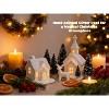 Christmas Village Sets- 13 Pieces Indoor Christmas Decorations, White Ceramic Village Houses Set of 4 with 7 Trees & 2 Deer - 4 of 4